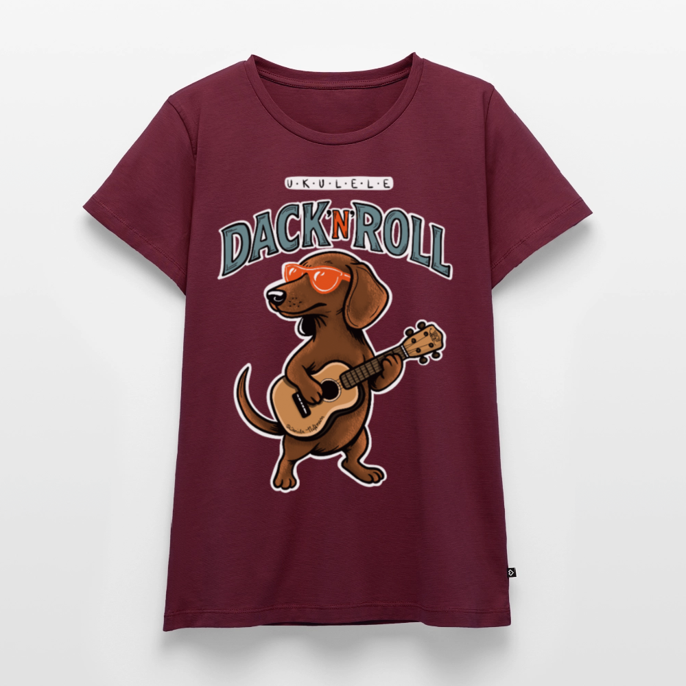 Damen Premium T-Shirt - „Dack’n’Roll“" - Burgunderrot