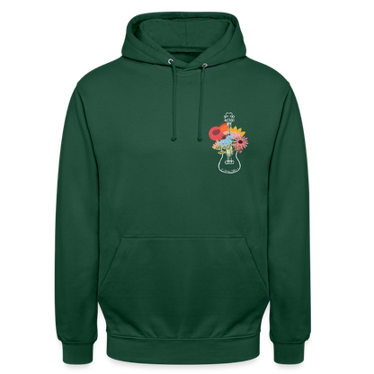 Ukulele Unisex Hoodie - "Flower Power" - Flaschengrün