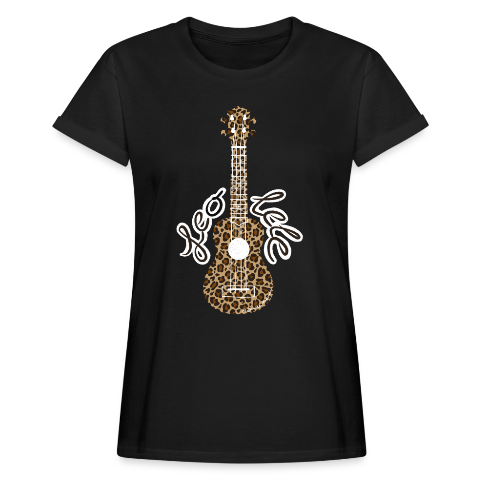 Ukulele Damen T-Shirt Oversize - "Leo-lele" - Schwarz