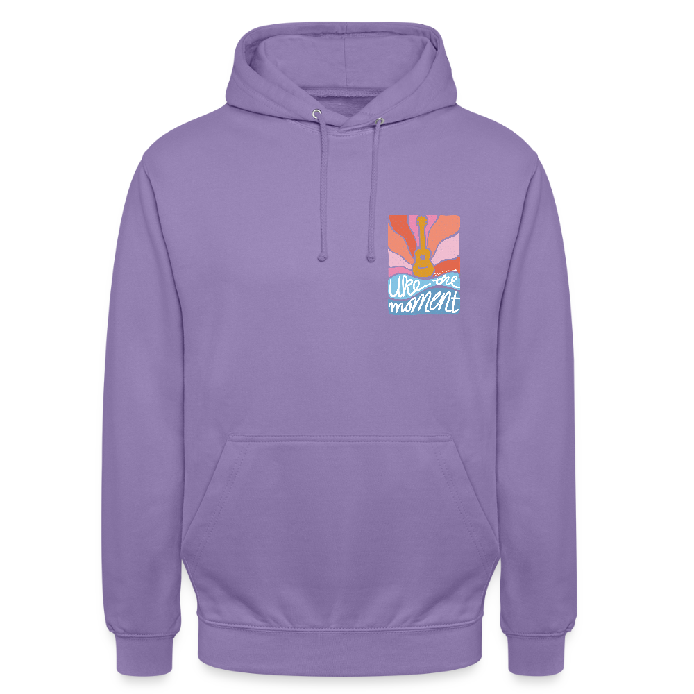 Ukulele Unisex Hoodie - "Uke the moment" - Lavendel