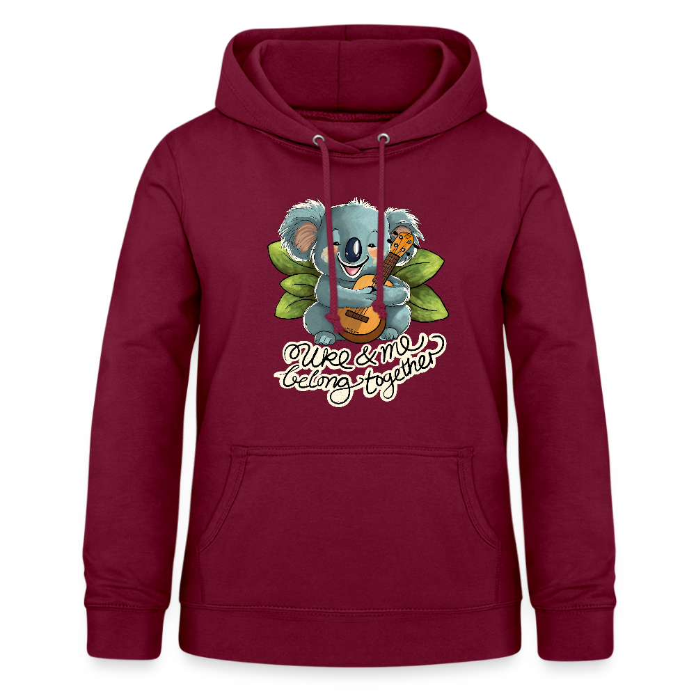 Frauen Hoodie - "Uke and me belong together" - Bordeaux