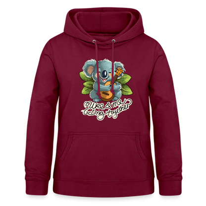 Frauen Hoodie - "Uke and me belong together" - Bordeaux