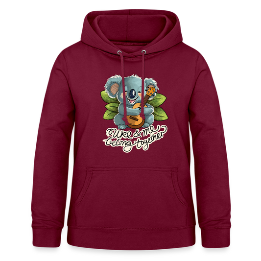 Frauen Hoodie - "Uke and me belong together" - Bordeaux