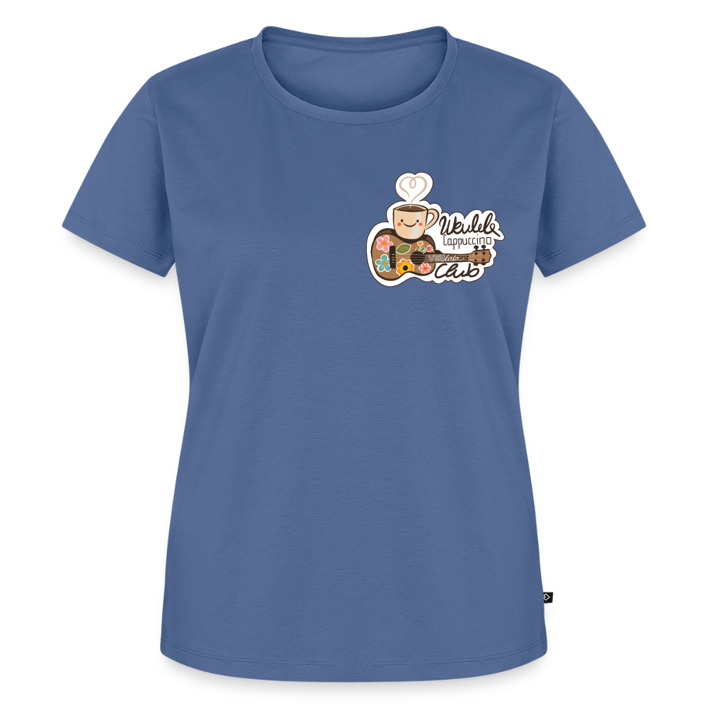 Damen Premium T-Shirt - „Ukulele Cappuccino Club" - Taubenblau