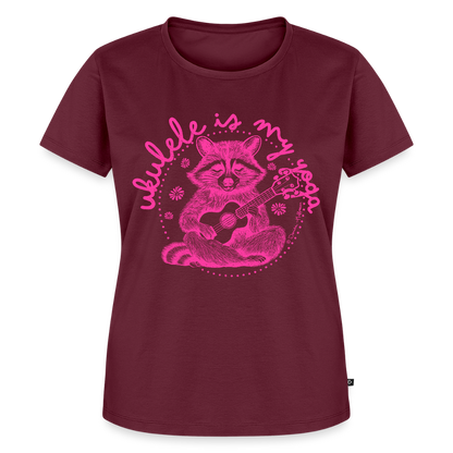 Damen Premium T-Shirt - "Ukulele is my yoga" - Burgunderrot