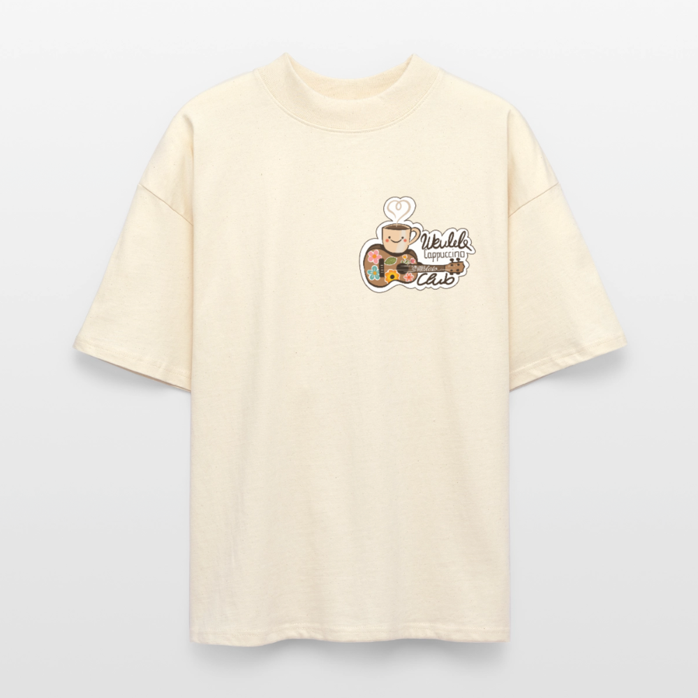 Ukulele Damen T-Shirt - „Ukulele Cappuccino Club“ - CURVY VIBES - Natur