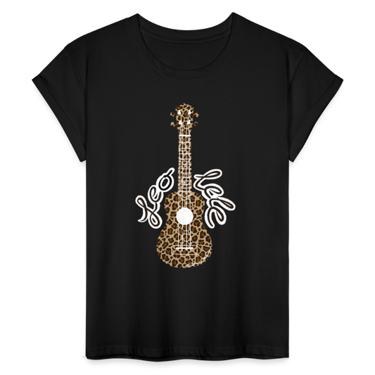 Ukulele Damen T-Shirt Oversize - "Leo-lele" - Schwarz