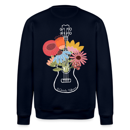 Ukulele-Sweatshirt - "Flower Power" - Navy