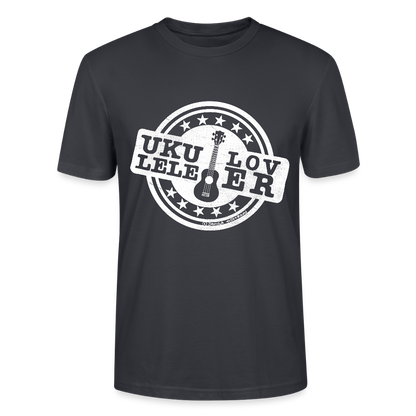Unisex Ukulele-T-Shirt - "Let your music take flight" - Dunkles Graublau