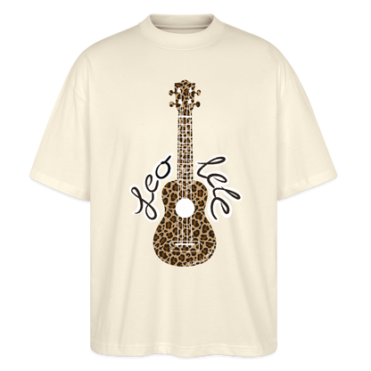 Ukulele Damen T-Shirt - "Leo-lele" - CURVY VIBES - Weißgrau