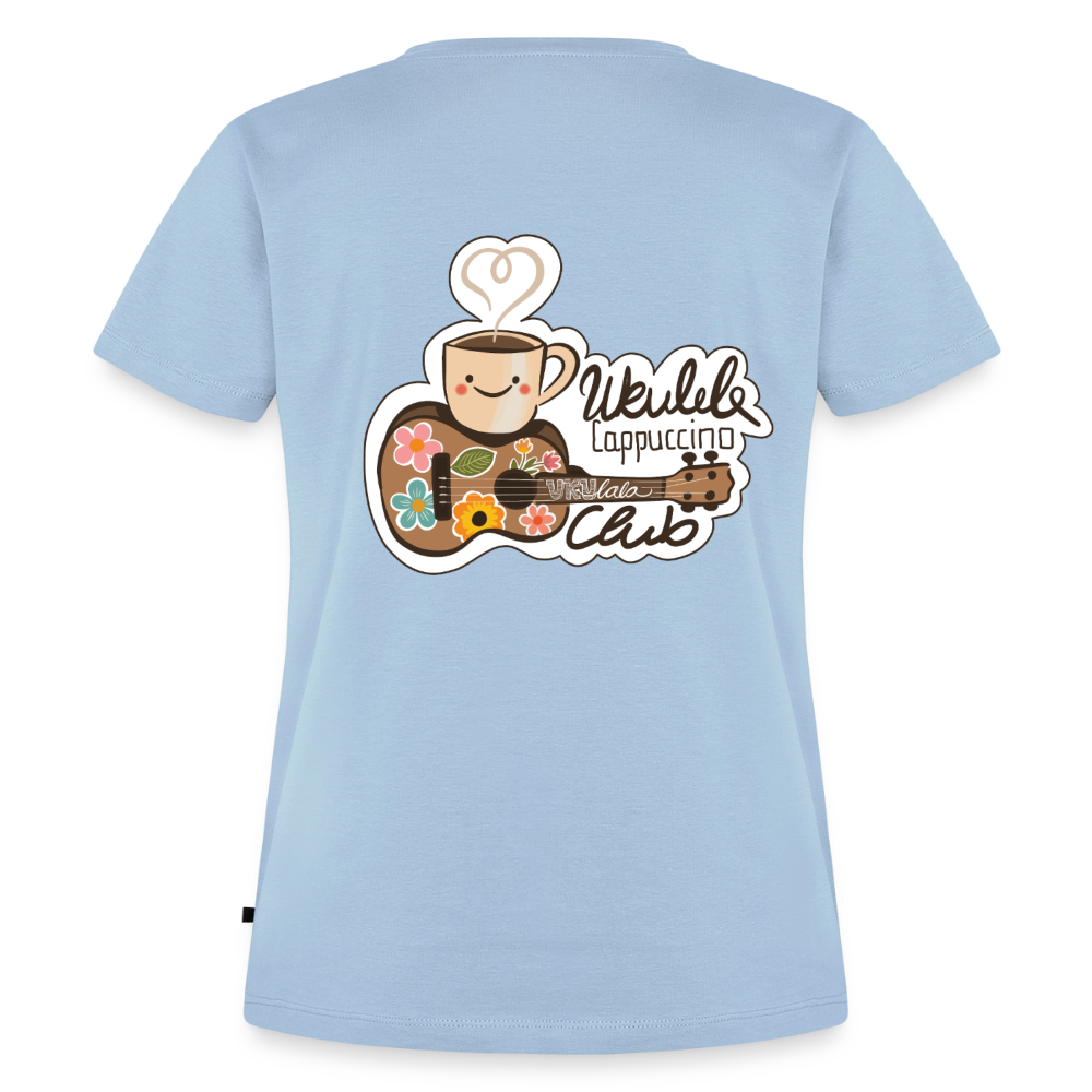 Damen Premium T-Shirt - „Ukulele Cappuccino Club" - Hellblau