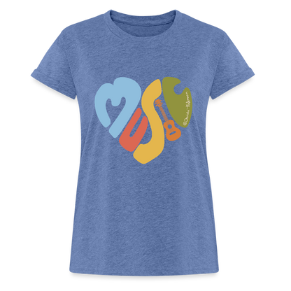 Ukulele Damen T-Shirt - "Music love" - Denim meliert