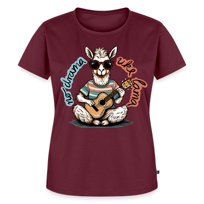 Damen Premium T-Shirt - "No drama - Uke Lama" - Burgunderrot