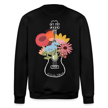 Ukulele-Sweatshirt - "Flower Power" - Schwarz