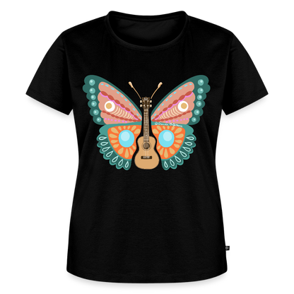 Damen Premium T-Shirt - "Ukulele Schmetterling" - Schwarz