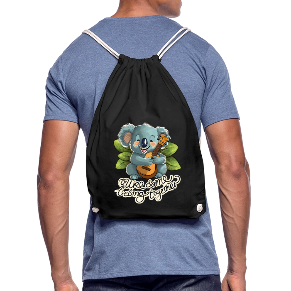 Ukulele Turnbeutel - "Uke and me belong together" - Schwarz
