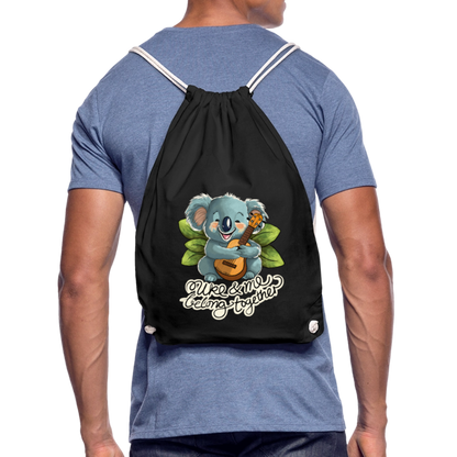 Ukulele Turnbeutel - "Uke and me belong together" - Schwarz