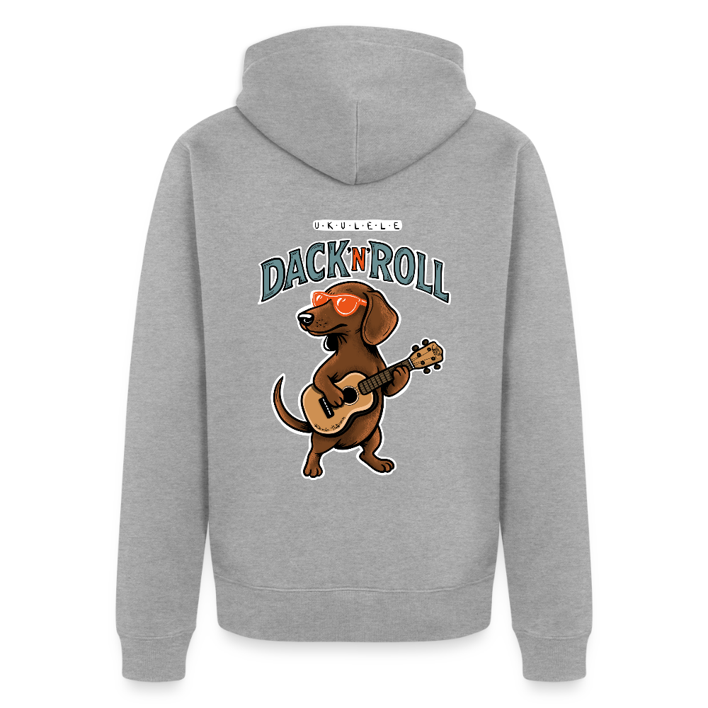 Premium Kapuzenjacke "Dack'n'Roll" - Grau meliert