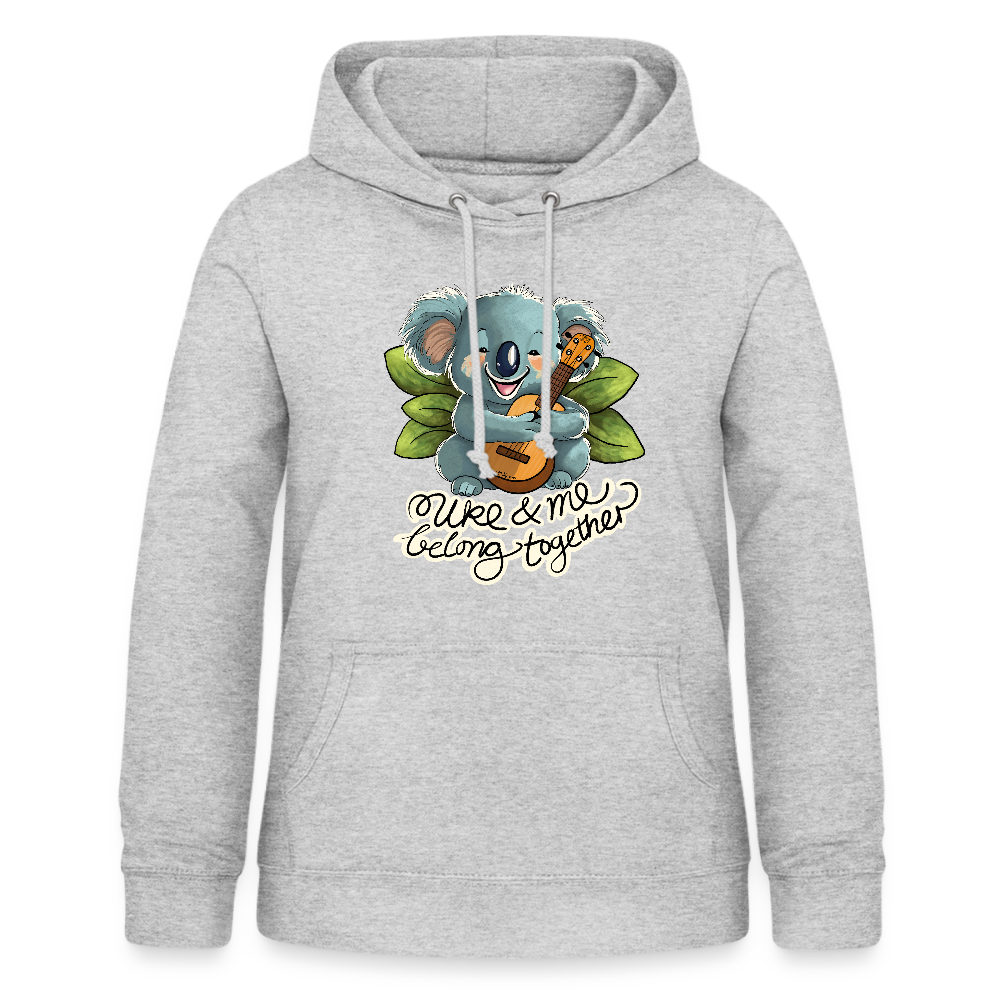Frauen Hoodie - "Uke and me belong together" - Hellgrau meliert