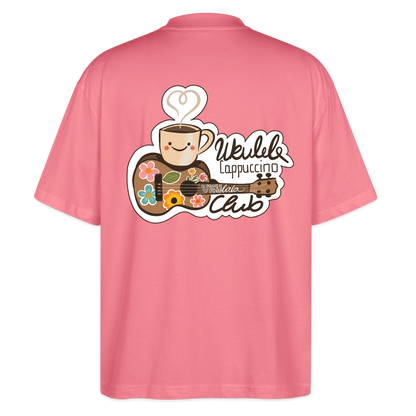 Ukulele Damen T-Shirt - „Ukulele Cappuccino Club“ - CURVY VIBES - Pink 