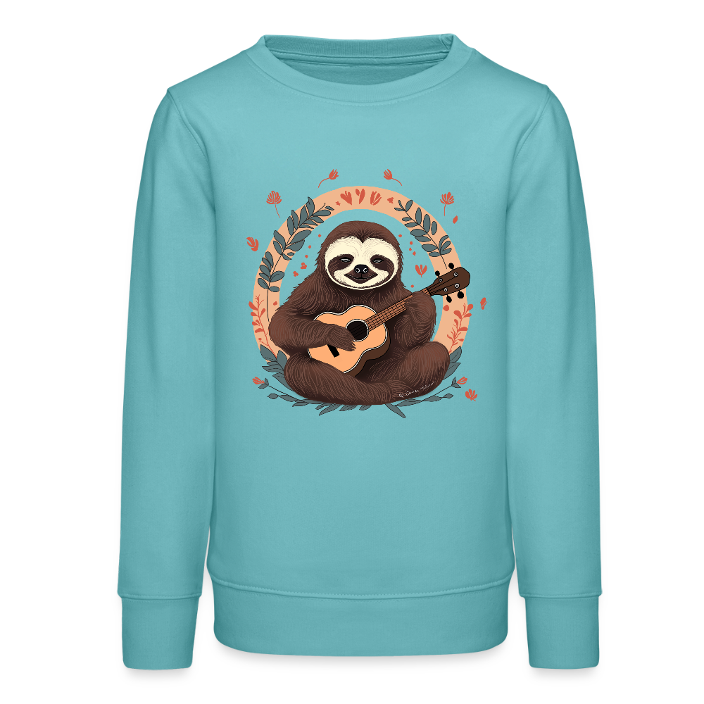 Bio Teenager Sweatshirt "Ukulele Faultier" - Pastelltürkis