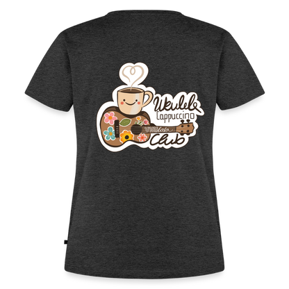 Damen Premium T-Shirt - „Ukulele Cappuccino Club" - Anthrazit meliert