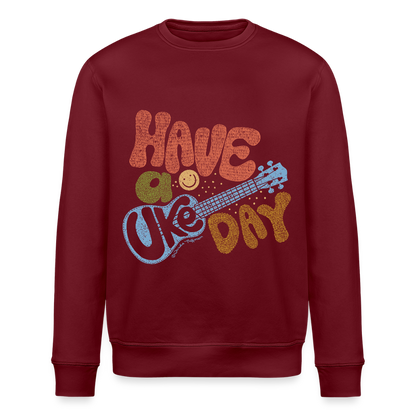 Ukulele-Sweatshirt - "Have a Uke day" - Burgunderrot
