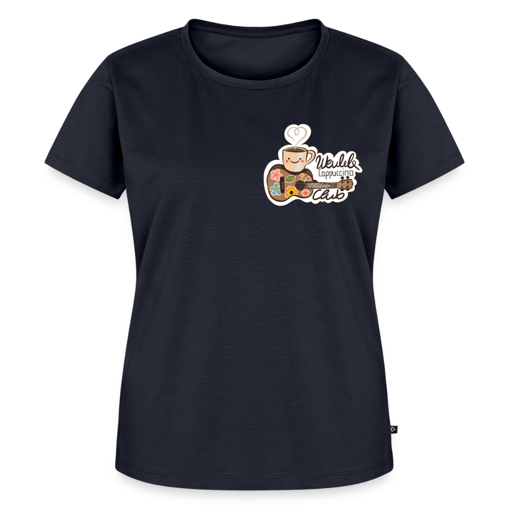 Damen Premium T-Shirt - „Ukulele Cappuccino Club" - Navy