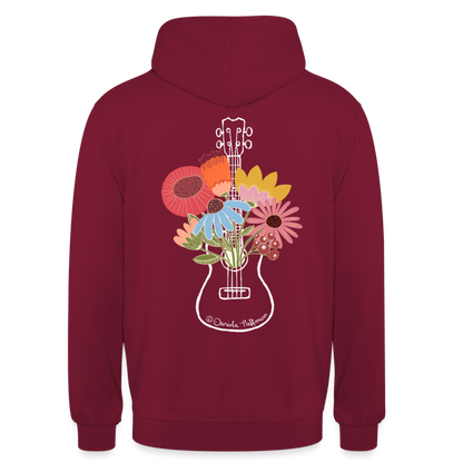 Ukulele Unisex Hoodie - "Flower Power" - Bordeaux