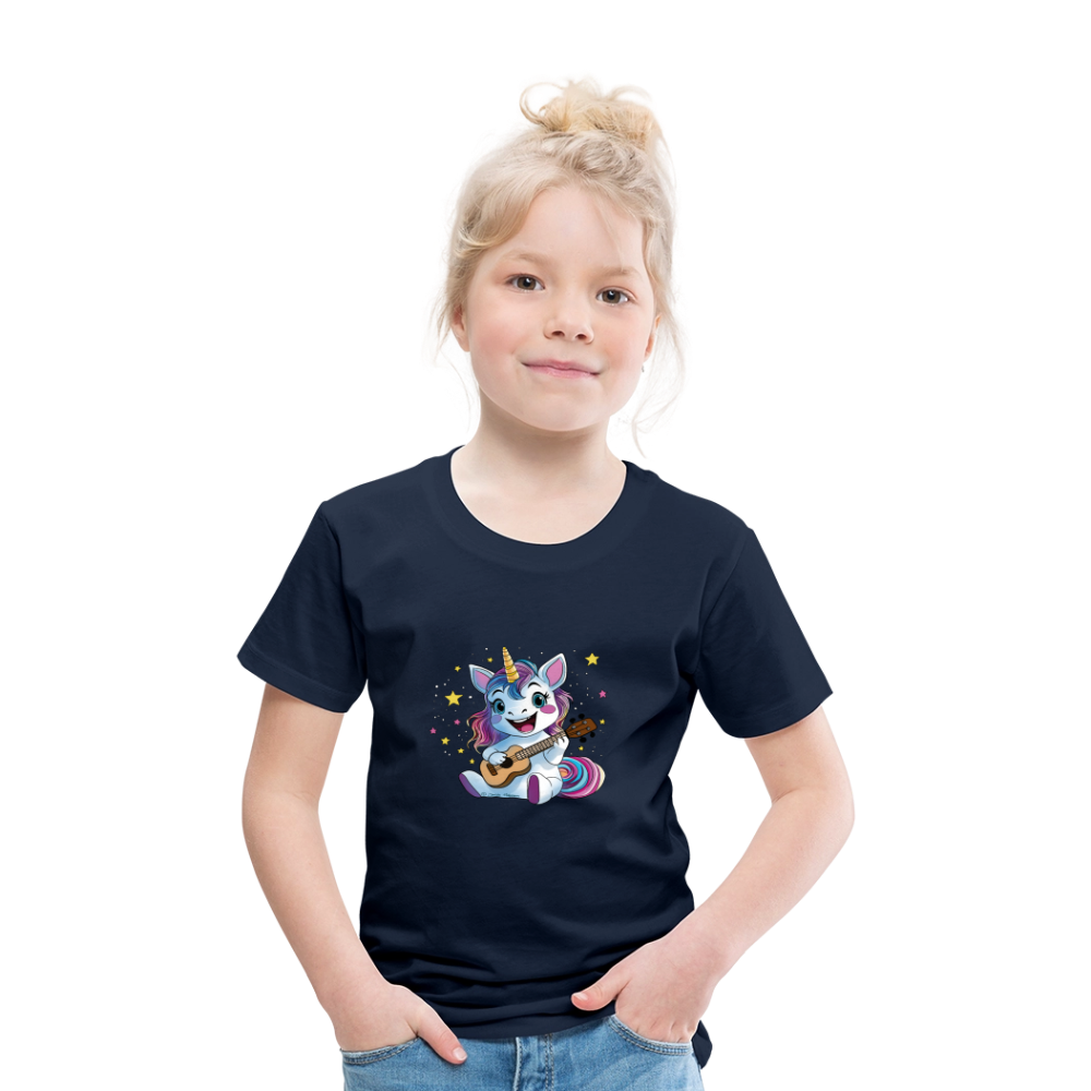 Kinder Premium T-Shirt "Ukulele-Einhorn" - Navy