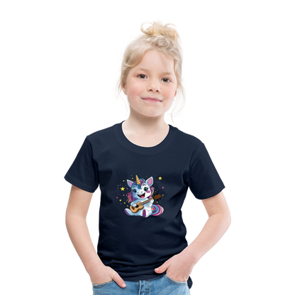 Kinder Premium T-Shirt "Ukulele-Einhorn" - Navy
