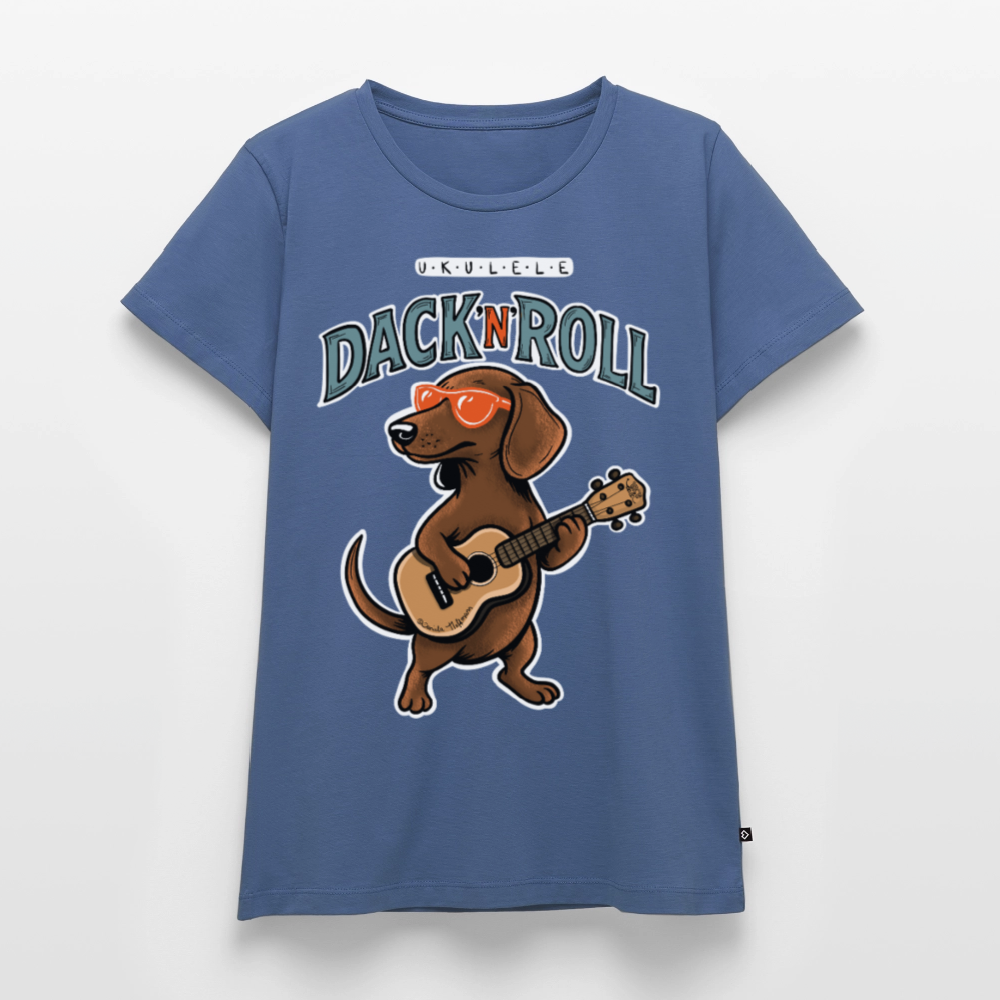Damen Premium T-Shirt - „Dack’n’Roll“" - Taubenblau