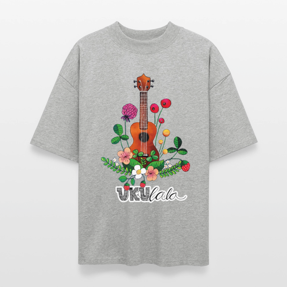 Ukulele Damen T-Shirt - "UKUlala" - CURVY VIBES - Grau meliert