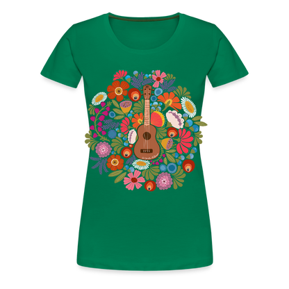 Damen Premium T-Shirt - Ukulele im Blumenmeer - Kelly Green