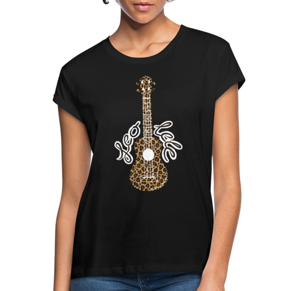 Ukulele Damen T-Shirt Oversize - "Leo-lele" - Schwarz