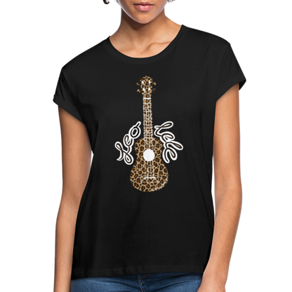 Ukulele Damen T-Shirt Oversize - "Leo-lele" - Schwarz