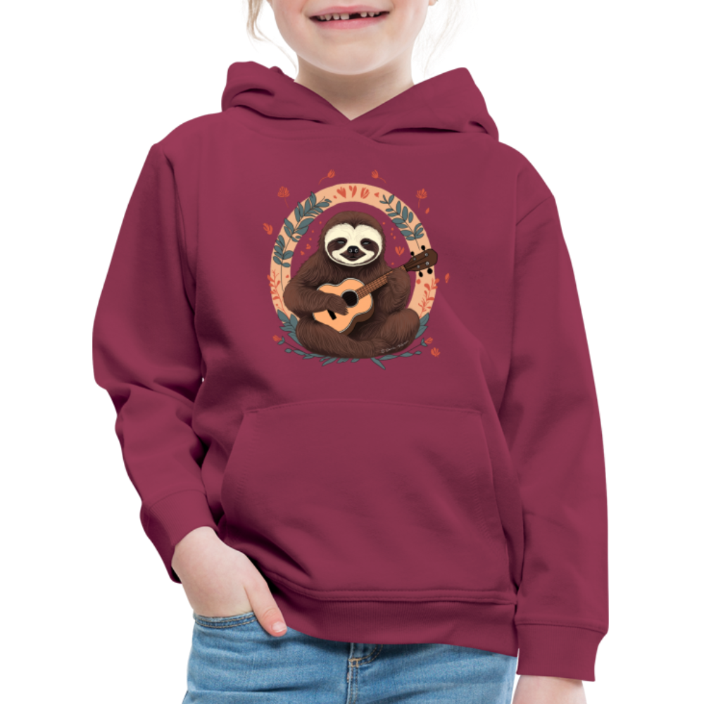 Kinder Premium Hoodie - Ukulele Faultier - Bordeaux