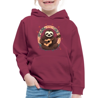 Kinder Premium Hoodie - Ukulele Faultier - Bordeaux