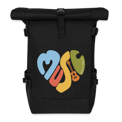 Ukulele Rolltop Rucksack "Music love" - Schwarz