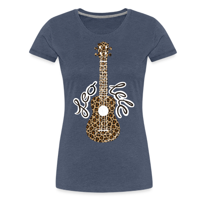 Damen Premium T-Shirt - "Leo-lele" - Blau meliert