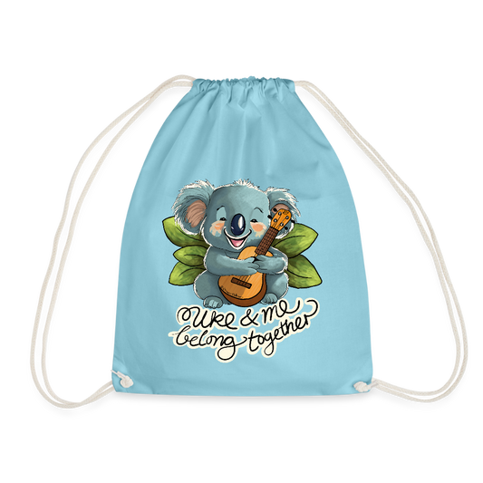 Ukulele Turnbeutel - "Uke and me belong together" - Aqua