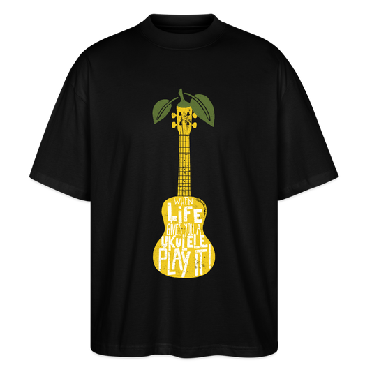 Ukulele Damen T-Shirt - "When life gives you a Ukulele - Play it!" - CURVY VIBES - Schwarz