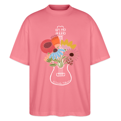 Ukulele Damen T-Shirt - "Flower Power" - CURVY VIBES - Pink 
