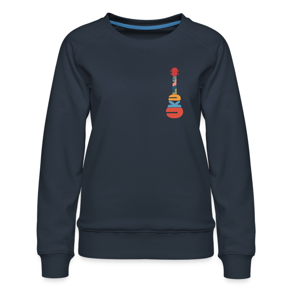 Ukulele-Sweatshirt - Motiv "Modern Flowers" - handgezeichnetes Design - Navy