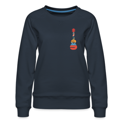 Ukulele-Sweatshirt - Motiv "Modern Flowers" - handgezeichnetes Design - Navy