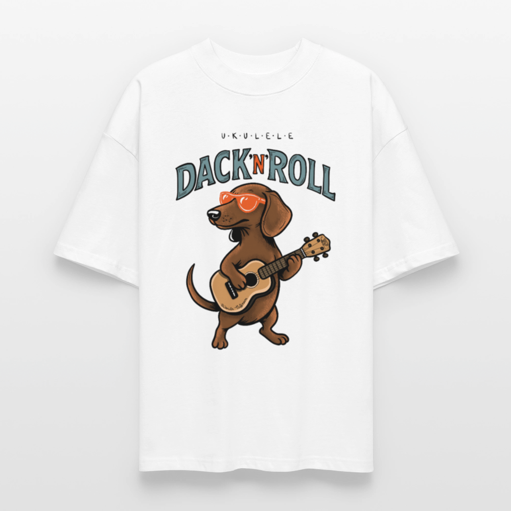 Ukulele Damen T-Shirt - „Dack’n’Roll“ - CURVY VIBES - Weiß