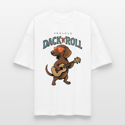 Ukulele Damen T-Shirt - „Dack’n’Roll“ - CURVY VIBES - Weiß