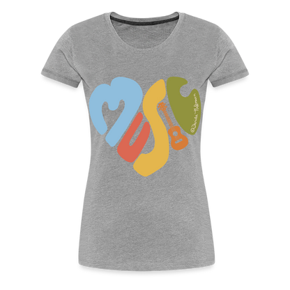 Damen Premium T-Shirt - "Music Love" - Grau meliert