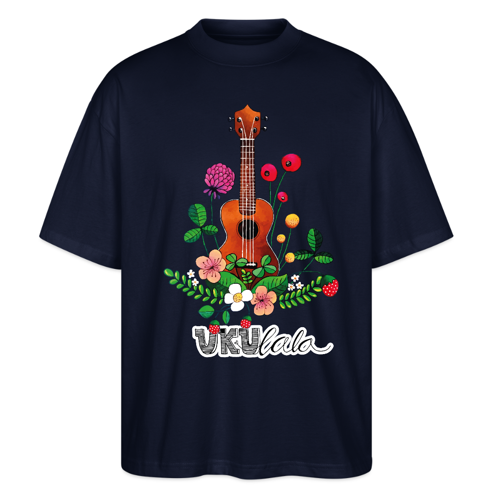 Ukulele Damen T-Shirt - "UKUlala" - CURVY VIBES - Navy