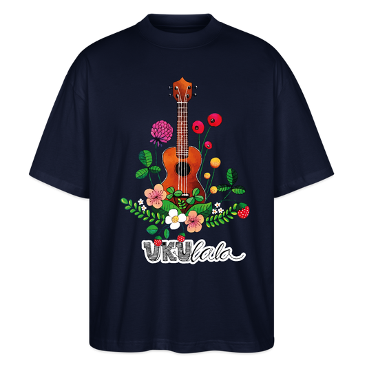 Ukulele Damen T-Shirt - "UKUlala" - CURVY VIBES - Navy